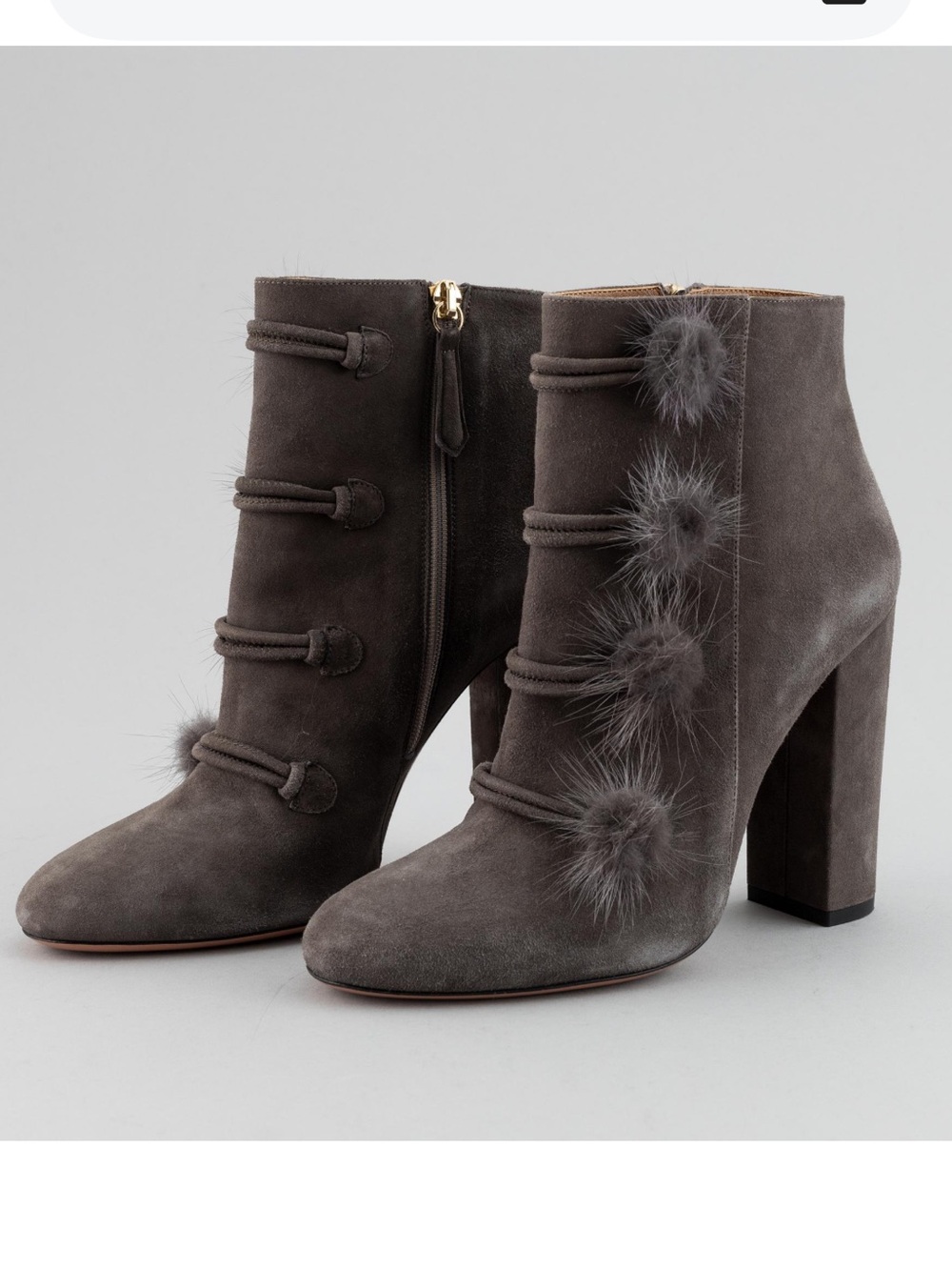 New Aquazzura Ulyana Suede Mink Boots 105 Size 38.5